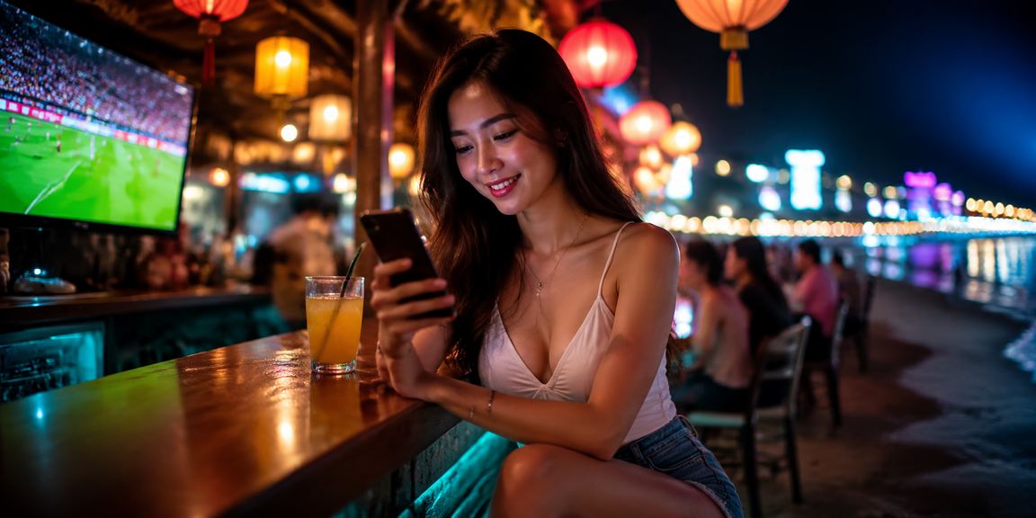 Người dùng Vũng Tàu xem kèo bóng đá và đặt cược thể thao qua điện thoại bên ly cà phê